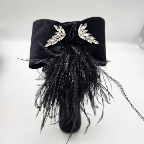 Antonio Melani Platform Sandals Size 6.5 Black Velvet - Picture 10 of 14